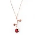 Dorypik Beads ChimEnamel Collier pour Femme Pendentif Fleur Rose Rouge 50cm(19 5/8 ")-45cm(17