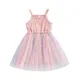 Lioraitin – robe d'été pour filles de 2 à 7 ans tenue d'été rose cousue avec fil imprimé cœur