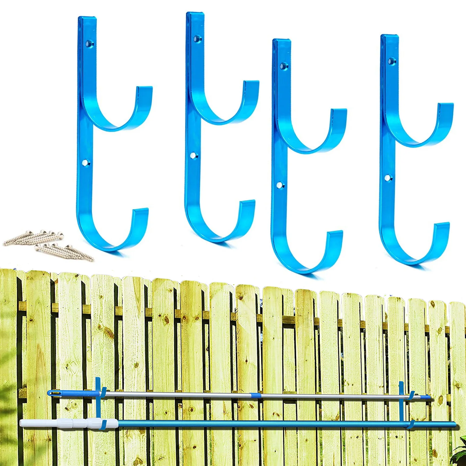 Support pour mât de piscine, filet de brosse, crochets de piscine, cintres pour piscines extérieures et intérieures, poteaux télescopiques, râteaux à feuilles