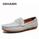 DEKABR-Mocassins en cuir suédé pour hommes chaussures décontractées respirantes sans lacets