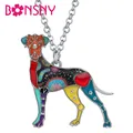 Bonsny – collier en alliage d'émail pour femme et fille pendentif de chien grand danois bijoux