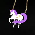 Kuguy – collier avec pendentif cheval en acrylique pour femme bijoux tendance chaîne dorée