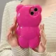 Coque de téléphone ours rose dessin animé 3D coque arrière souple antichoc animal mignon iPhone