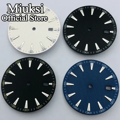 Miuksi 33.4mm noir bleu blanc cadran de montre lumineux ajustement NH35 ETA2824 2836 Miyota8215 821A Mingzhu DG2813 3804 PT5000 mouvement