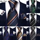 Cravate de mariage en soie rayée bleu marine pour hommes boutons de manchette pratiques mode fête
