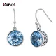 Kinel – boucles d'oreilles ethniques couleur argent pour femmes bijoux en zircon cubique bleu