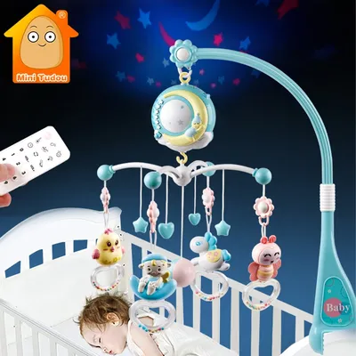 Hochets rotatifs pour bébé porte-jouet mobile cloche de lit boîte à musique projection 0-12