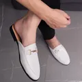 Demi-pantoufles à enfiler pour hommes chaussures en cuir de haute qualité Mules classiques