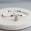 Bracelets en argent avec nœud de ULrouge pour femme longueur de tube de perle personnalisée argent