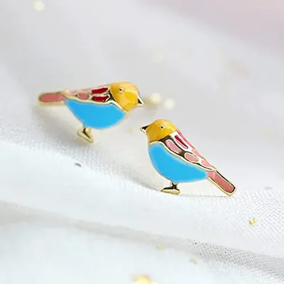 CAOSHI-Boucles d'oreilles en forme d'oiseau frais pour femmes bijoux animaux délicats colorés