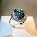 Bague en cristal vert du Brésil naturel brillant argent regardé 925 collier fin bijoux de