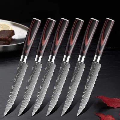Couteau à Steak damas en acier inoxydable couperet à viande couteau à trancher couteau de