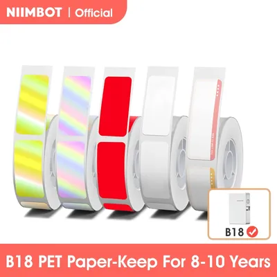 Niimbot-Papier d'étiquettes l'horloge B18 8 à 10 ans autocollant à rayures et ruban de carbone