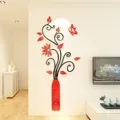 Vase autocollant mural en acrylique 3D décoration de maison porche salon arrière-plan fleur
