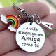 Amiga-Porte-clés espagnol en acier inoxydable pour hommes et filles porte-clés navire chia cadeau