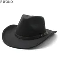 Chapeau de Cowboy Western en Laine à Bord Enroulé pour Homme et Femme Gentleman Jazz Zone