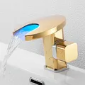 BAKALA robinet de salle de bains cascade en laiton LED robinet de lavabo mélangeur froid et chaud