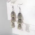 Boucles d'Oreilles Ethniques en Argent avec Cloches pour Femme Bijoux Indiens Vintage Turc