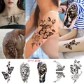 Autocollants de Tatouage Temporaire Étanche Rose Soleil Fleur Papillon Art Corporel Bras