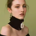 Faux collier tour de cou pour femme fermeture éclair élastique tricot mode boîte de nuit fête