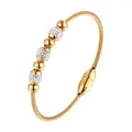 Bracelet exquis à trois perles en Zircon câble en acier inoxydable bande de fil torsadé couleur