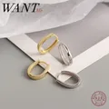 WANTcloser-Boucles d'oreilles créoles ovales en argent regardé 925 pour femmes optique géométrique