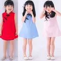 Robe Cheongsam Tang imbibée de coton pour filles robe de princesse pour enfants mode printemps et