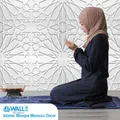 Autocollants muraux 3D dorés de mosquée islamique, peinture d'art mural marocain, panneau mural 3D musulman, bohème arabe, décor de chambre à la maison moderne