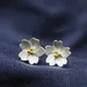 Boucles d'oreilles fleur en argent regardé 925 pour femmes bijoux en argent regardé cadeau pour