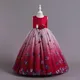 Robe de soirée longue en tulle à imprimé floral pour filles rouge rose enfants enfants remise