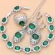 Ensembles de bijoux en argent 925 Zircon vert pierre de naissance blanche pour femmes boucles