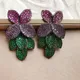 Bilincolor-Boucle d'oreille de luxe pour femme grosse boucle d'oreille fleur violette et rouge
