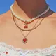 Collier de perles en cristal pour femmes style Boho coeur de cerise Vintage Baroque ras du cou