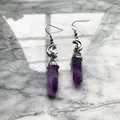 Boucles d'oreilles pendantes en pierre violette pour femmes bijoux punk rock délicat magnifique