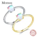 MODIAN – bague en argent Sterling 2021 plaqué or 14K pour femmes bague Fine pierre de lune ronde