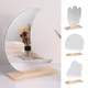 Miroir de courtoisie en acrylique avec support en bois irrégulier esthétique sans cadre mignon