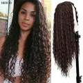 Perruque longue ondulée noire/blanche pour femme cheveux synthétiques naturels sans colle fibre
