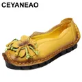 CEYANEAO – chaussures rétro en cuir véritable pour femmes grande taille 35-41 fleurs faites à la