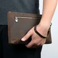 Pochette en cuir véritable pour hommes sac à main de rangement pour téléphone portable Vintage