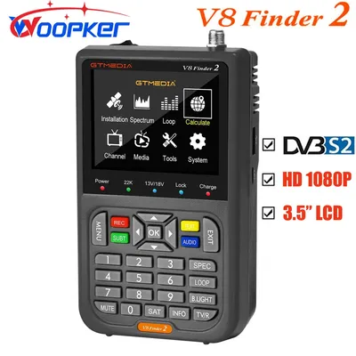 Woopker V8 Finder2 Satellite Finder Numérique FTA DVB-S/lt/ S2X Détecteur de Signal Récepteur Écran