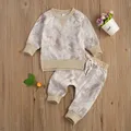 Vêtements teintés pour nouveau-né fille et garçon 2 pièces pull à manches longues et col rond +