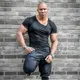 T-shirt à Manches Courtes pour Homme en Coton Pur Col en V Vêtements de Musculation Fitness