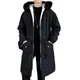 Manteau long à capuche en fourrure pour hommes coupe-vent monochrome vêtements d'extérieur