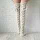 Bas gothiques tricotés à pompons pour femmes bas au-dessus du genou bottes longues bas chauds