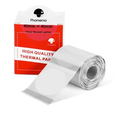Phomemo-Papier Adhésif Thermique M200 M110 Rond Transparent 1.57x1.57 Pouces Collant pour