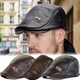 Casquette gavroche en cuir PU pour hommes casquette de lierre chapeau à visière bec de canard