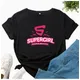 T-shirt imprimé Smile Girl pour femme manches courtes col rond t-shirt pour femme vêtements en Y