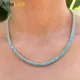 Collier Ras du Cou en Pierre Turquoise Plaquée Or pour Femme et Fille Bijoux de Tennis 3mm Haute