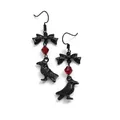 Boucles d'oreilles gothiques pour corbeau boucles d'oreilles noires à perles rouges