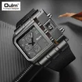 Oulm – montre à grand cadran carré en cuir PU pour homme marque de luxe Sport Quartz 3364